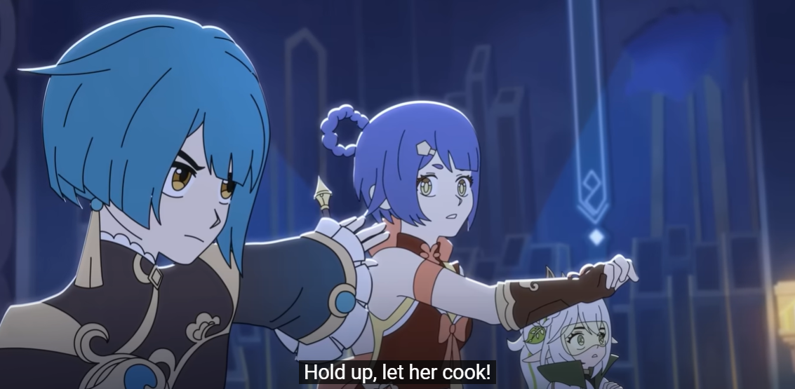 High Quality Genshin impact Hold up, let her cook (Domain 404) Blank Meme Template