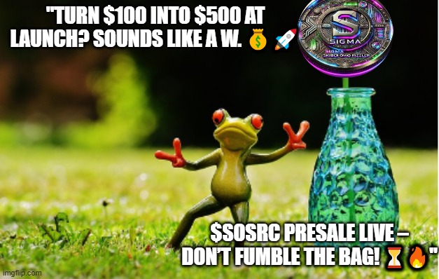 sosrc | "TURN $100 INTO $500 AT LAUNCH? SOUNDS LIKE A W. 💰🚀; $SOSRC PRESALE LIVE – DON’T FUMBLE THE BAG! ⏳🔥" | image tagged in skibidi ohio sigma rizzler coin | made w/ Imgflip meme maker