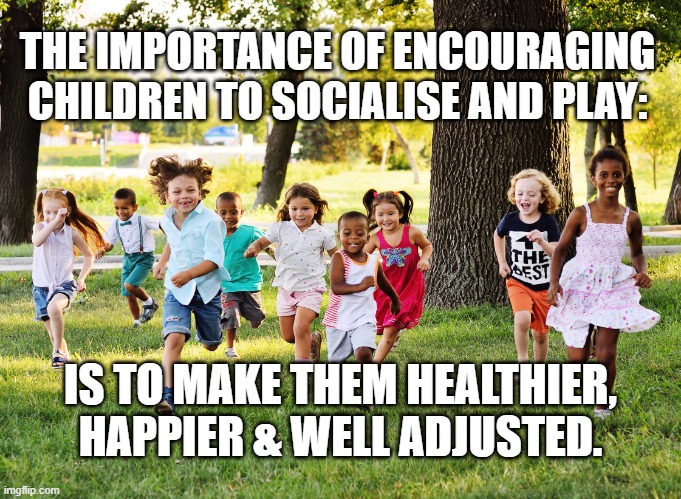 Kids' Lives Matter | THE IMPORTANCE OF ENCOURAGING CHILDREN TO SOCIALISE AND PLAY:; IS TO MAKE THEM HEALTHIER, HAPPIER & WELL ADJUSTED. | image tagged in kids' lives matter | made w/ Imgflip meme maker