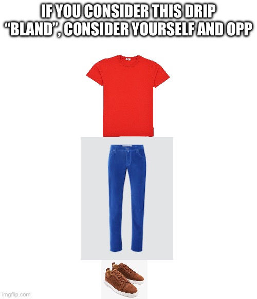 IF YOU CONSIDER THIS DRIP “BLAND”, CONSIDER YOURSELF AND OPP | made w/ Imgflip meme maker