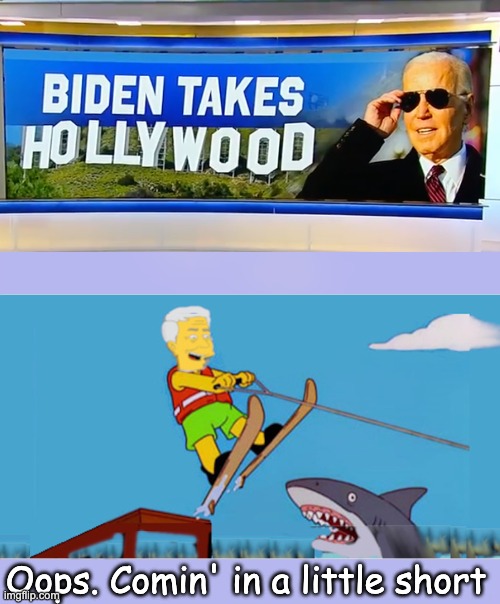 Seriously?  America's new inaction hero? | Oops. Comin' in a little short | image tagged in biden falls,inaction hero,biden | made w/ Imgflip meme maker