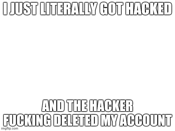 Pls | I JUST LITERALLY GOT HACKED; AND THE HACKER FUCKING DELETED MY ACCOUNT | image tagged in pls jelp | made w/ Imgflip meme maker