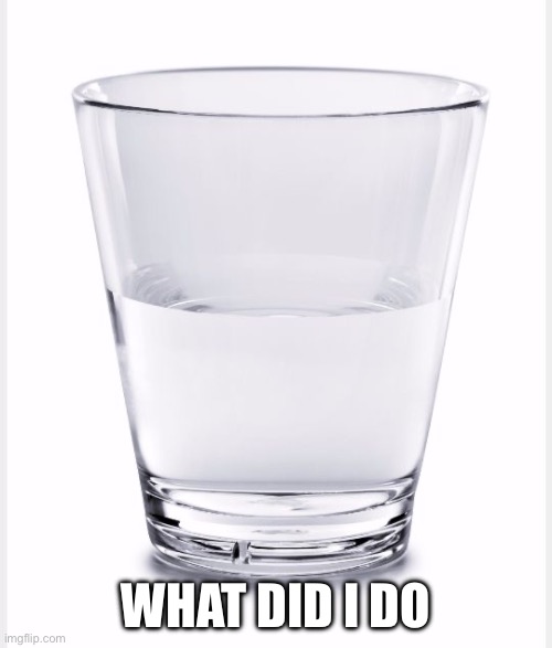 Glass of water | WHAT DID I DO | image tagged in glass of water | made w/ Imgflip meme maker