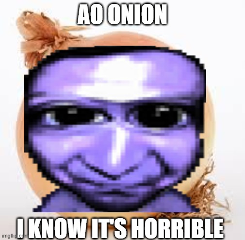 Ao Onion | AO ONION; I KNOW IT'S HORRIBLE | image tagged in onion | made w/ Imgflip meme maker