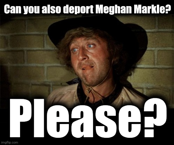 Can you also deport Meghan Markle? Please? | image tagged in gene wilder,meghan markle,britain,royals,memes,undesirables | made w/ Imgflip meme maker