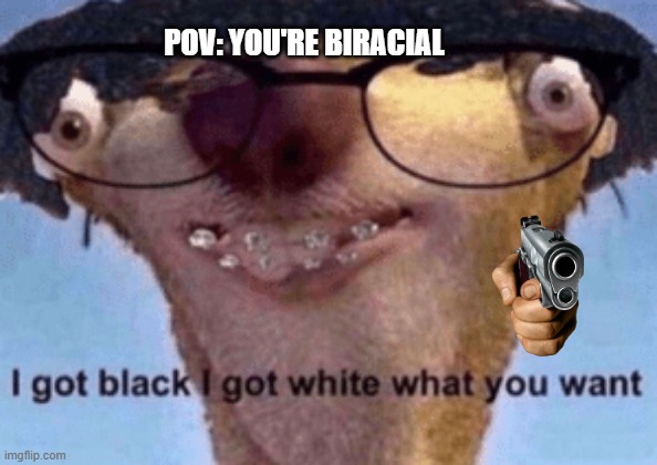 just a joke not racist | POV: YOU'RE BIRACIAL | image tagged in ransom,rappers | made w/ Imgflip meme maker