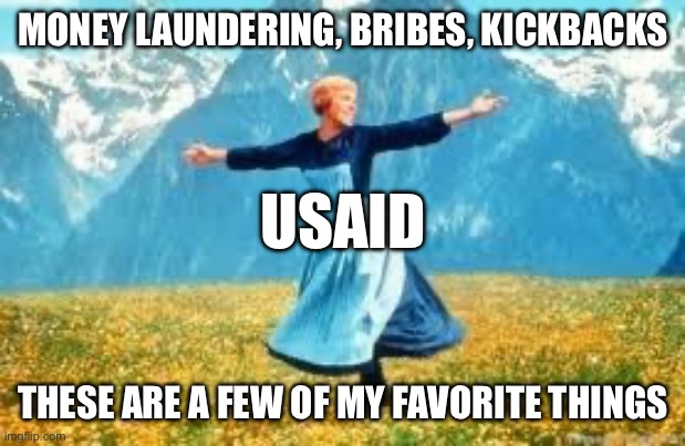 Look At All These | MONEY LAUNDERING, BRIBES, KICKBACKS; USAID; THESE ARE A FEW OF MY FAVORITE THINGS | image tagged in memes,look at all these | made w/ Imgflip meme maker