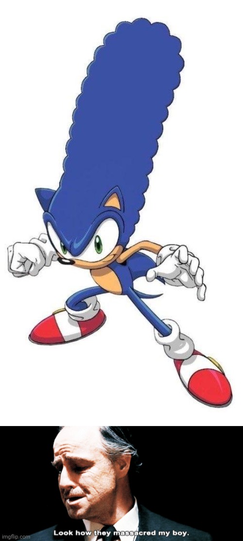 Marge the Hedgehog | image tagged in look how they massacred my boy,marge simpson,sonic the hedgehog,cursed image,sonic,memes | made w/ Imgflip meme maker