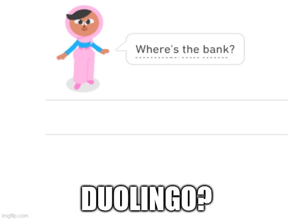 I just want to learn Spanish not aid in a crime | DUOLINGO? | image tagged in duolingo | made w/ Imgflip meme maker