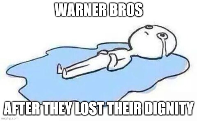 warner bros has no balls | WARNER BROS; AFTER THEY LOST THEIR DIGNITY | image tagged in person crying,warner bros discovery | made w/ Imgflip meme maker