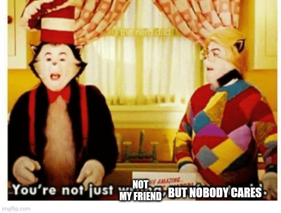 You're not just wrong your stupid | NOT MY FRIEND BUT NOBODY CARES | image tagged in you're not just wrong your stupid | made w/ Imgflip meme maker