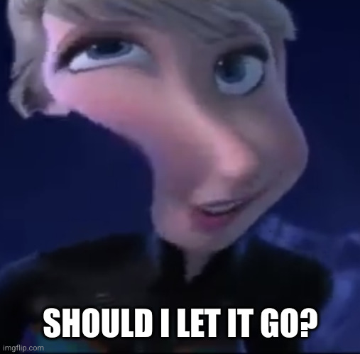 Elsa confused | SHOULD I LET IT GO? | image tagged in elsa confused | made w/ Imgflip meme maker