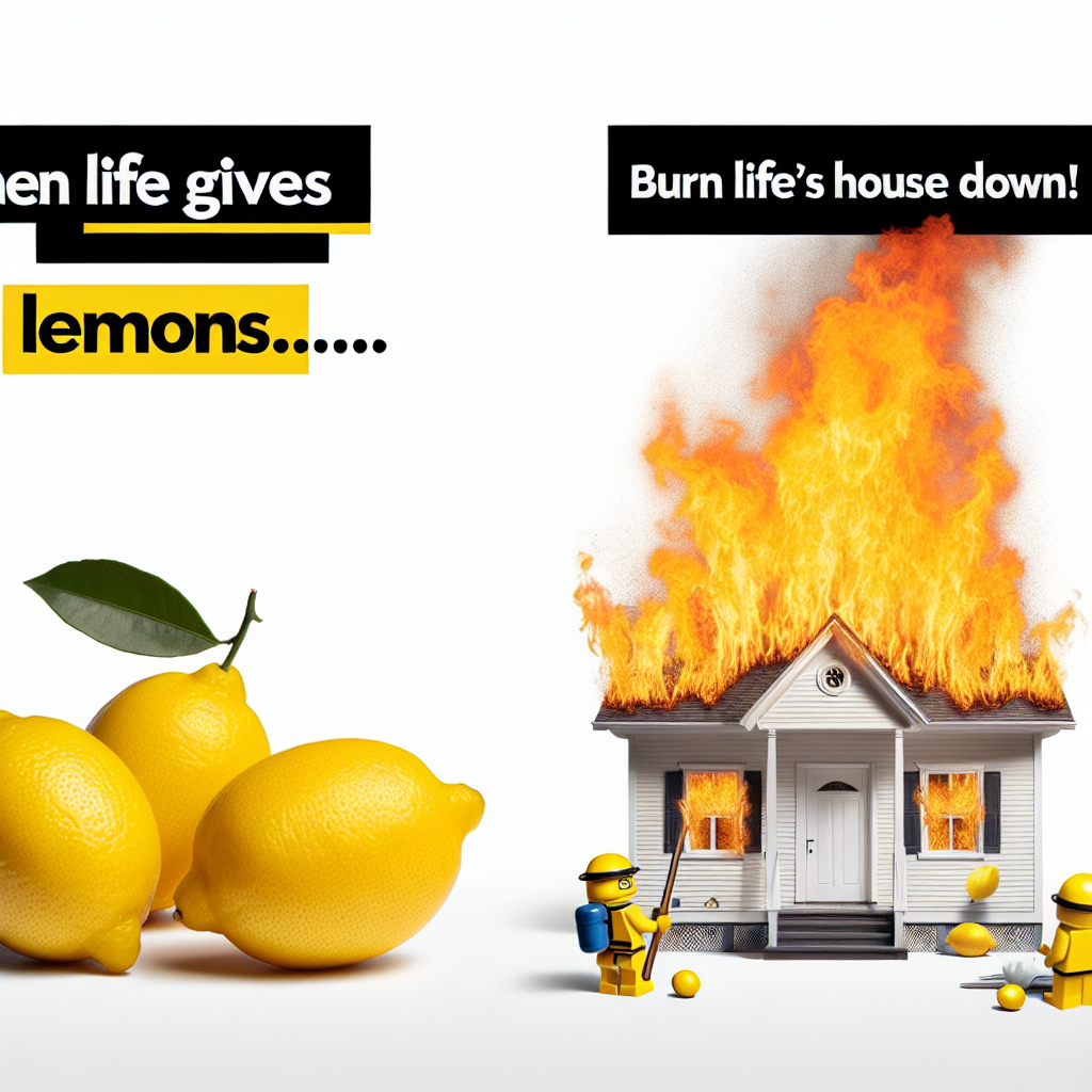 Top Text: WHEN LIFE GIVES YOU LEMONS... Bottom Text: BURN LIFE’S Blank Meme Template