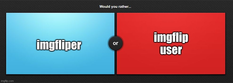 Would you rather | imgflip user; imgfliper | image tagged in would you rather | made w/ Imgflip meme maker