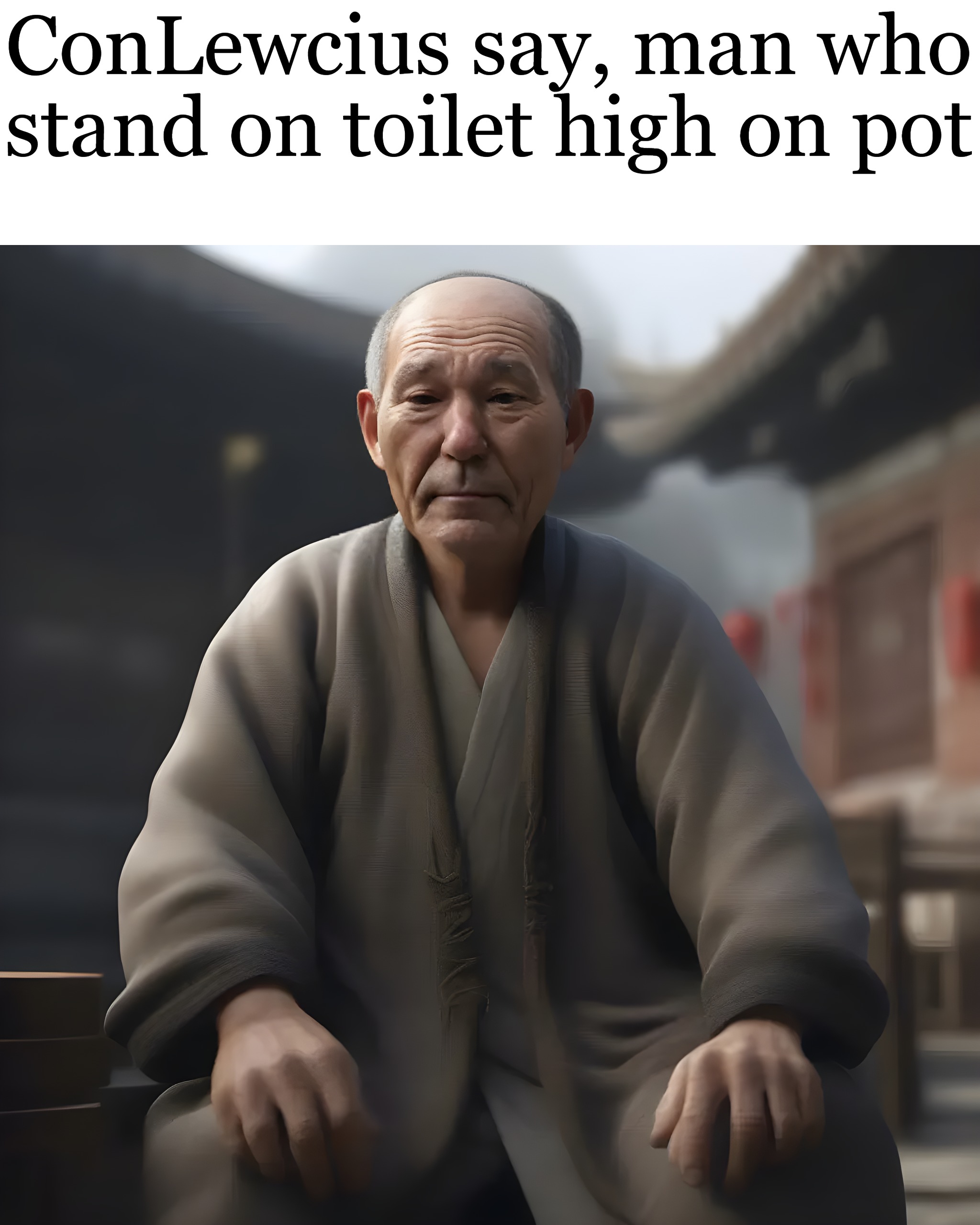 Conlewcius say | ConLewcius say, man who stand on toilet high on pot | image tagged in conlewcius,kewlew | made w/ Imgflip meme maker