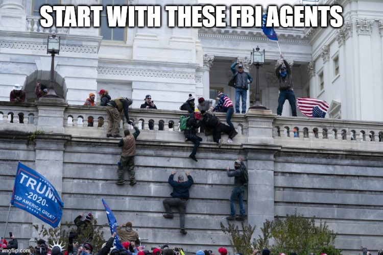 Capitol Wall Climbers | START WITH THESE FBI AGENTS | image tagged in capitol wall climbers | made w/ Imgflip meme maker