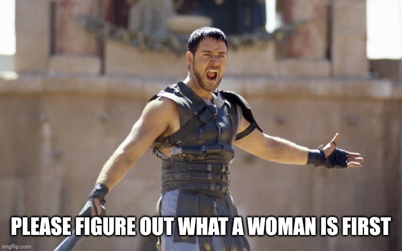 Bring it on jao | PLEASE FIGURE OUT WHAT A WOMAN IS FIRST | image tagged in bring it on jao | made w/ Imgflip meme maker