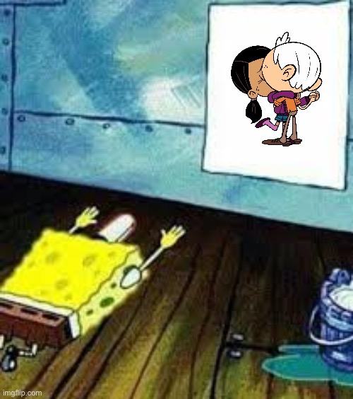 SpongeBob Worships Ronniecoln | image tagged in spongebob worship,spongebob squarepants,the loud house,lincoln loud,ronnie anne santiago,nickelodeon | made w/ Imgflip meme maker