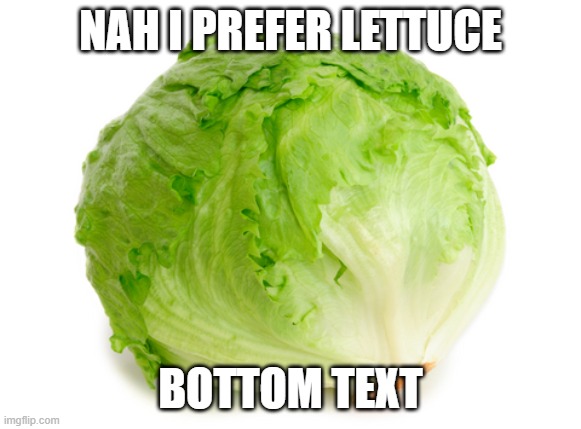 Lettuce  | NAH I PREFER LETTUCE BOTTOM TEXT | image tagged in lettuce | made w/ Imgflip meme maker