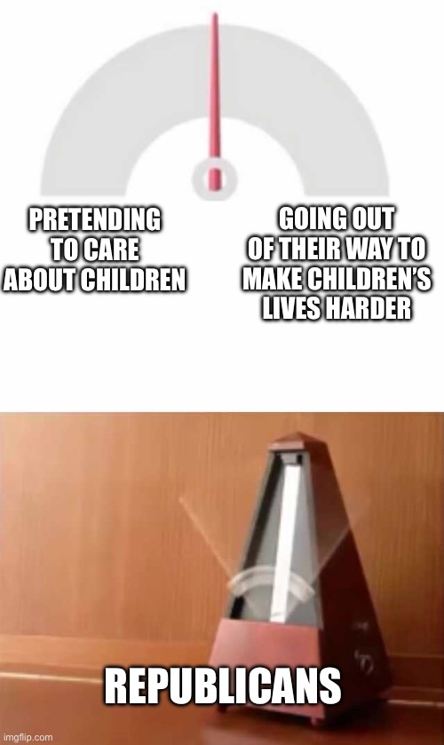 Metronome | GOING OUT OF THEIR WAY TO MAKE CHILDREN’S LIVES HARDER; PRETENDING TO CARE ABOUT CHILDREN; REPUBLICANS | image tagged in metronome | made w/ Imgflip meme maker