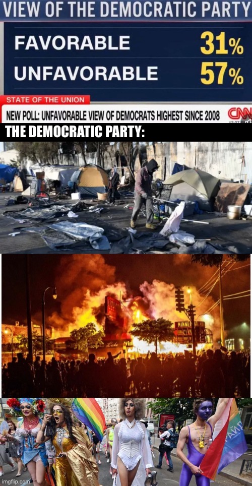 Facts | THE DEMOCRATIC PARTY: | image tagged in tent city slum,floyd riots,politics lol,memes | made w/ Imgflip meme maker