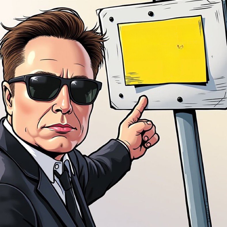 Musk pointing at sign. Blank Meme Template