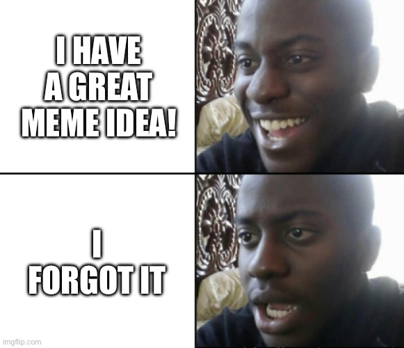 At least I have this one | I HAVE A GREAT MEME IDEA! I FORGOT IT | image tagged in happy / shock | made w/ Imgflip meme maker