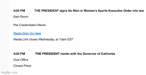 This from a line item in the White House planned events for today