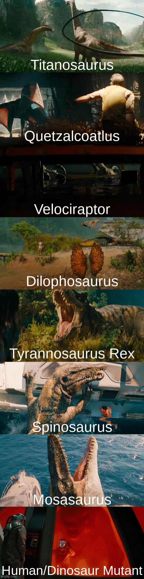 Every creature featured in Jurassic World Rebirth Trailer.mp3 | image tagged in jurassic park,jurassic world,jurassic park/world | made w/ Imgflip meme maker