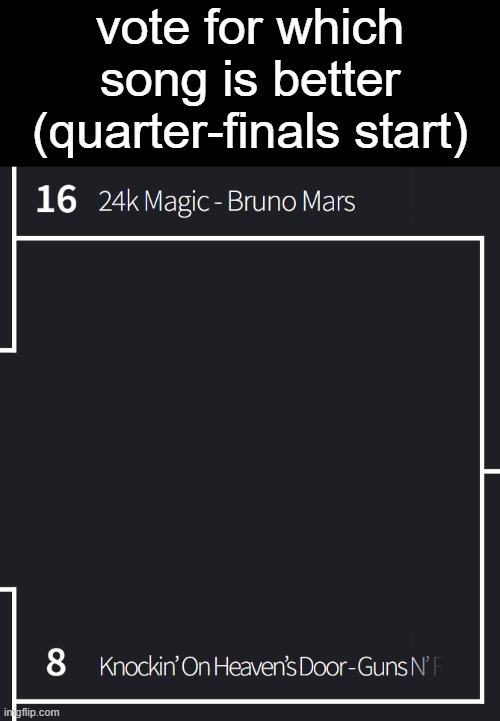 vote for which song is better (quarter-finals start) | made w/ Imgflip meme maker