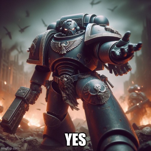 space marine join me brother | YES | image tagged in space marine join me brother | made w/ Imgflip meme maker