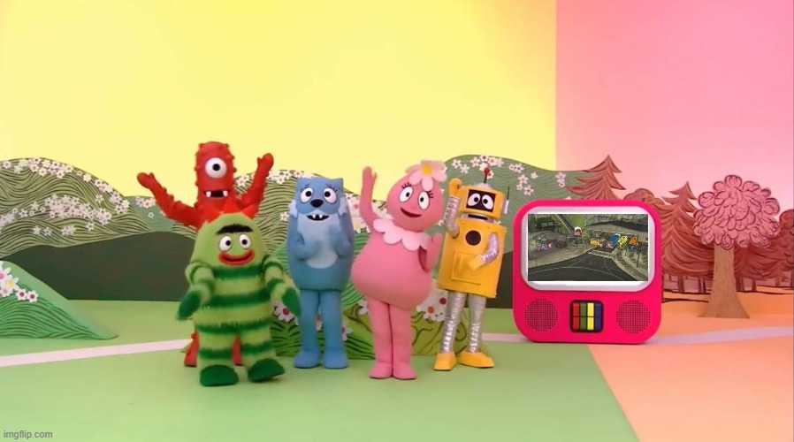 Yo Gabba Gabba Gang watches The Transporters (A.K.A. the rip-off to Thomas And Friends) | made w/ Imgflip meme maker