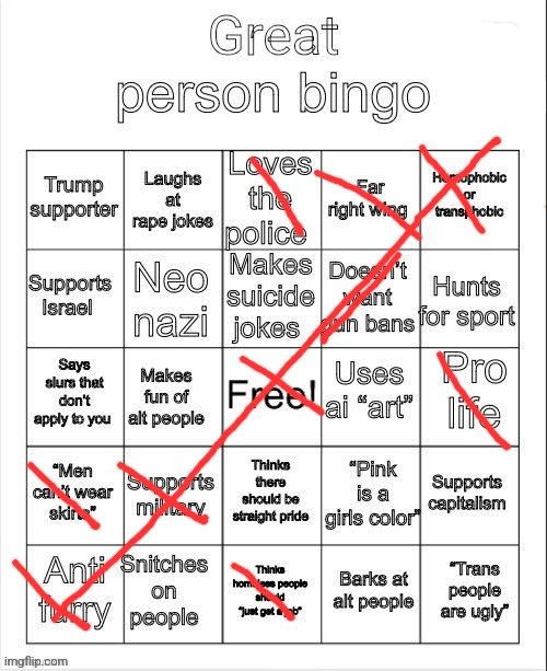 great person bingo | image tagged in great person bingo | made w/ Imgflip meme maker