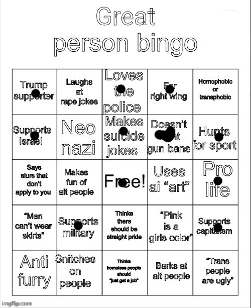 fuck it, why not | image tagged in great person bingo | made w/ Imgflip meme maker