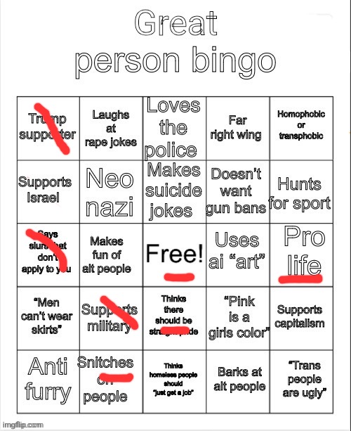 great person bingo | image tagged in great person bingo | made w/ Imgflip meme maker