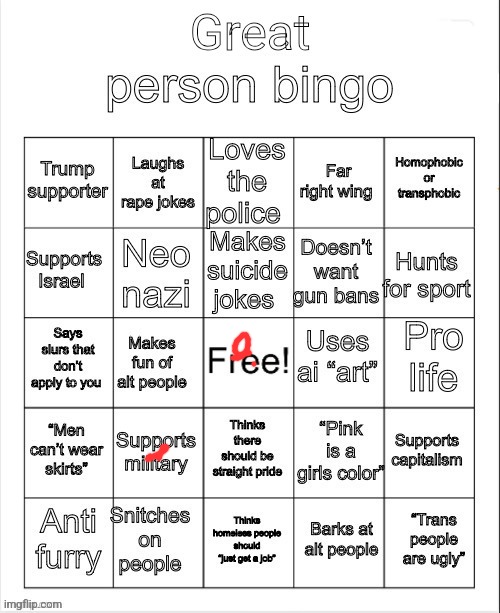 great person bingo | image tagged in great person bingo | made w/ Imgflip meme maker