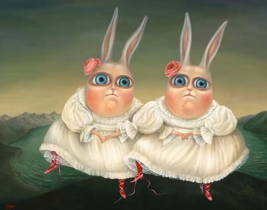 Victorian bunnies Blank Meme Template