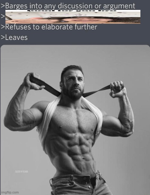 good for you bro | image tagged in chad barges into discussion with correct font | made w/ Imgflip meme maker
