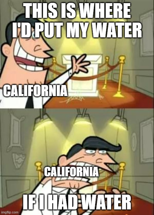 iykyk | THIS IS WHERE I'D PUT MY WATER; CALIFORNIA; IF I HAD WATER; CALIFORNIA | image tagged in memes,this is where i'd put my trophy if i had one | made w/ Imgflip meme maker