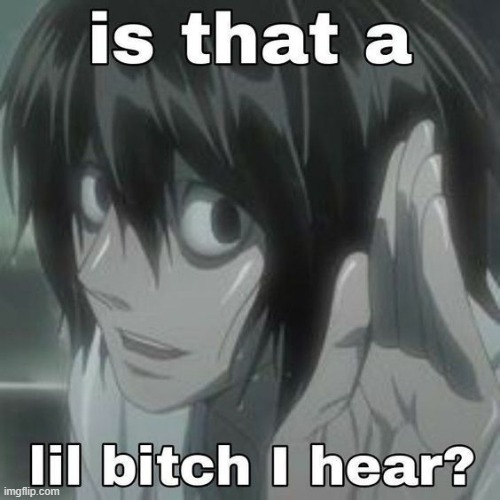 Check out my new teamplate | image tagged in is that a lil bitch i hear,death note,l,anime | made w/ Imgflip meme maker