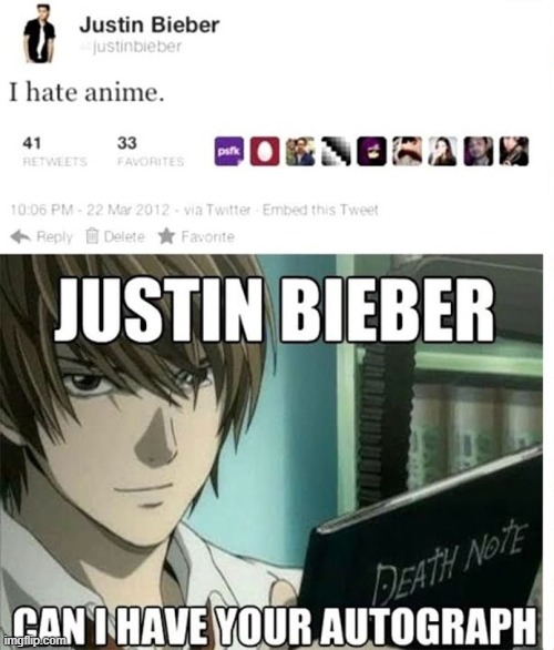 Bustin Jieber | image tagged in bustin jieber,death note,anime | made w/ Imgflip meme maker