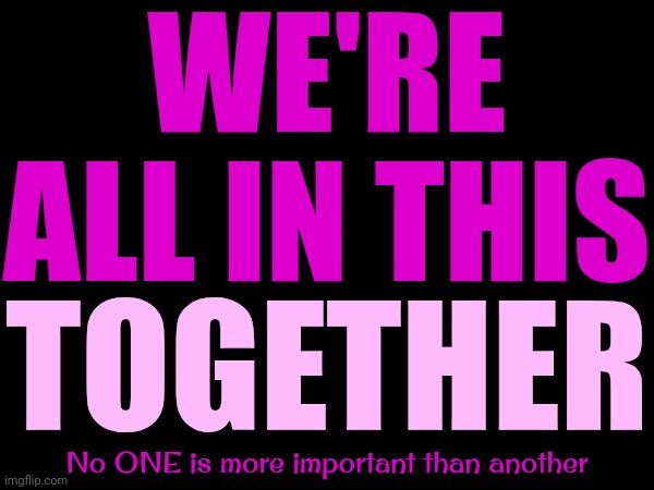 We ALL Matter Just As Much As Those That Wrongfully Believe They Matter More | WE'RE ALL IN THIS; TOGETHER; No ONE is more important than another | image tagged in love wins,i matter you matter we all matter,life is good,we're all in this together,memes,human race | made w/ Imgflip meme maker