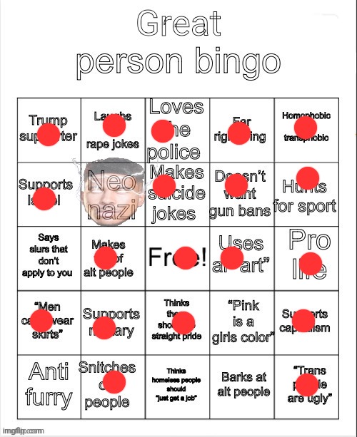 great person bingo | image tagged in great person bingo | made w/ Imgflip meme maker