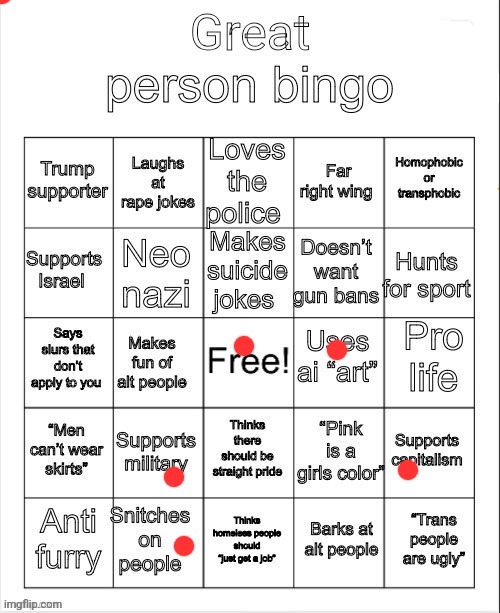 This ain't a great person bingo wtf | image tagged in great person bingo | made w/ Imgflip meme maker
