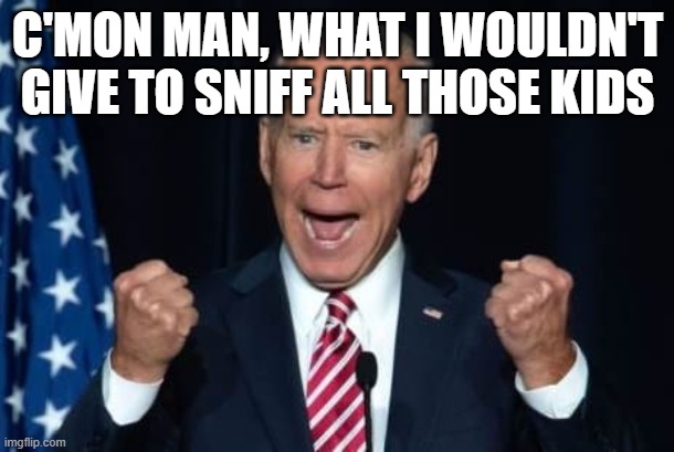 Biden | C'MON MAN, WHAT I WOULDN'T GIVE TO SNIFF ALL THOSE KIDS | image tagged in biden | made w/ Imgflip meme maker