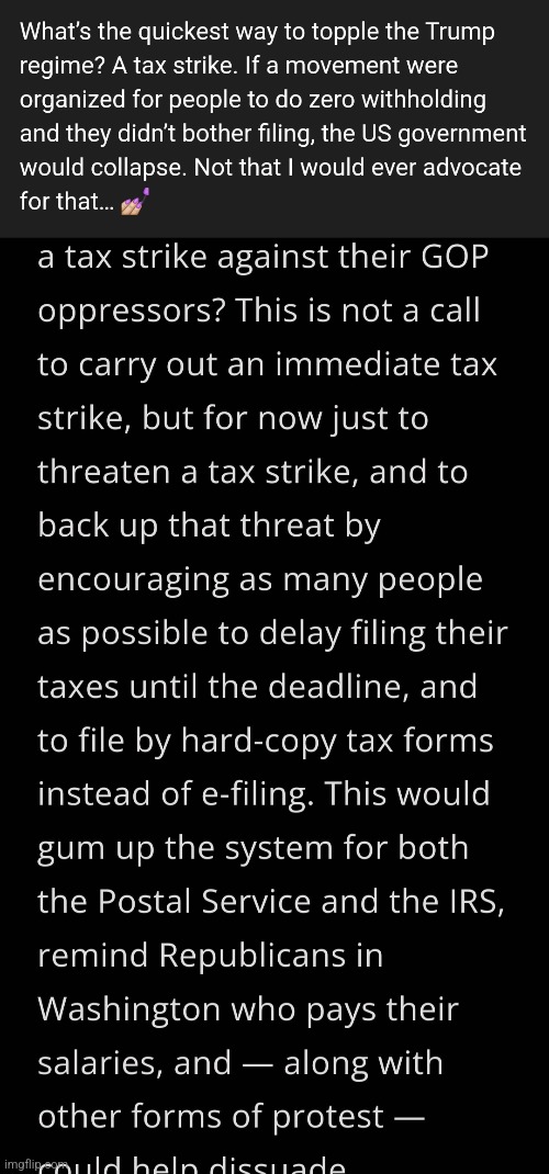 Another tactic people are discussing | image tagged in 8647,evil fascist government,tax strike,chinga tu maga | made w/ Imgflip meme maker