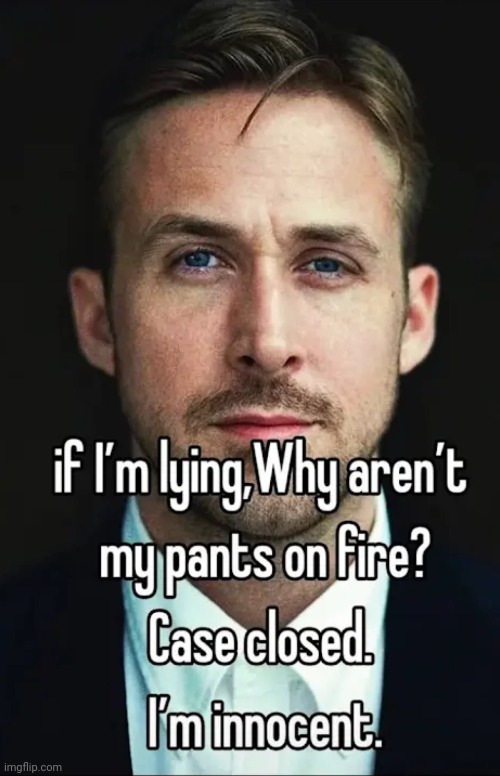 I'm innocent, all of the previous post were made by my alter ego | image tagged in rayn gosling | made w/ Imgflip meme maker