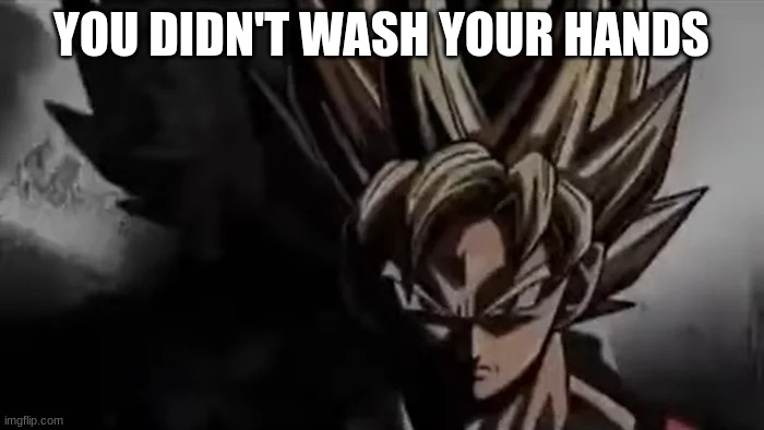 Goku Staring | YOU DIDN'T WASH YOUR HANDS | image tagged in goku staring | made w/ Imgflip meme maker