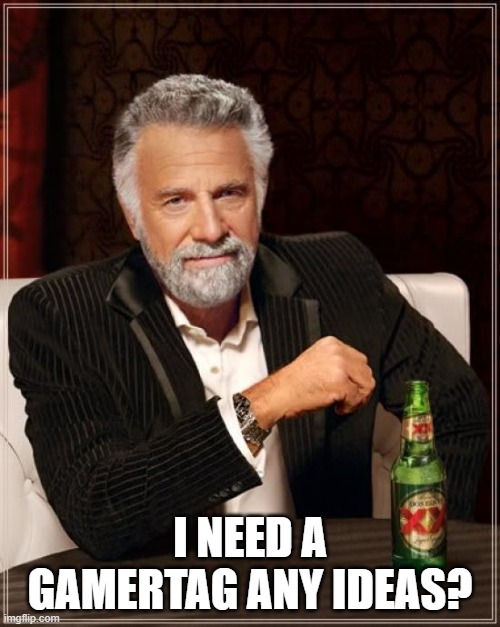 Question | I NEED A GAMERTAG ANY IDEAS? | image tagged in memes,the most interesting man in the world | made w/ Imgflip meme maker