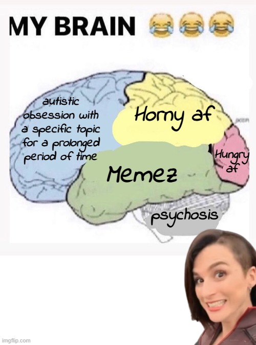 autistic obsession with a specific topic for a prolonged period of time; Horny af; Memez; Hungry af; psychosis | made w/ Imgflip meme maker